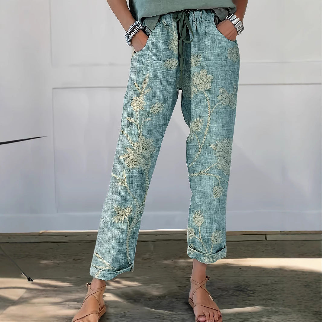 Femme Broderet Relaxed Fit Bukser Stilla