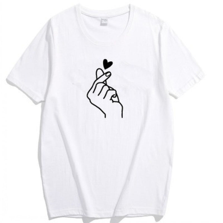 Kvinders T-shirt med kreativ hjerte-design og løs pasform Stilla