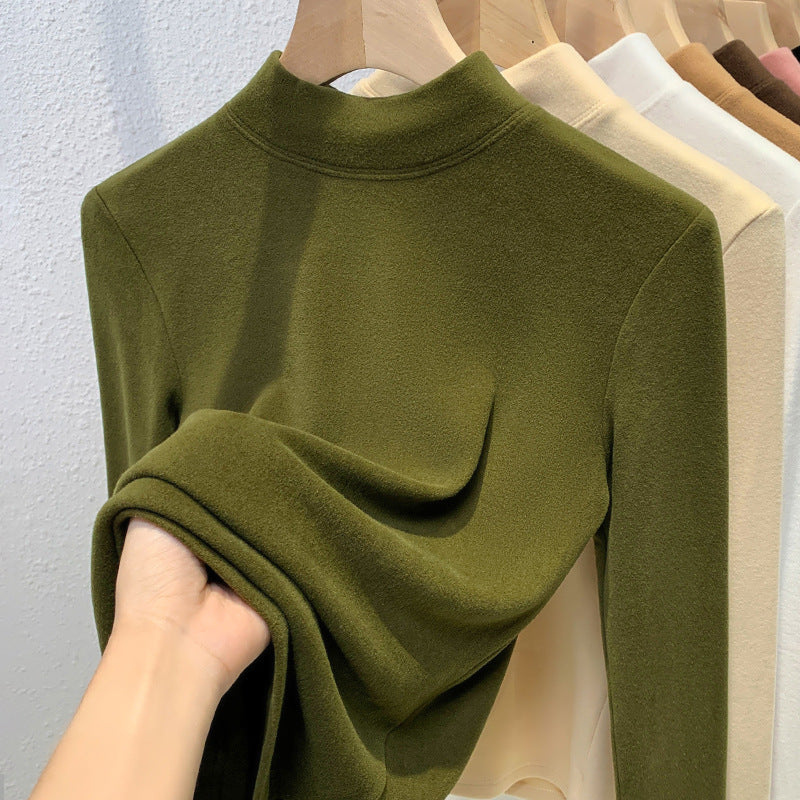 Dame Turtleneck-overdel i blødt strækmateriale med figursyet snit Stilla