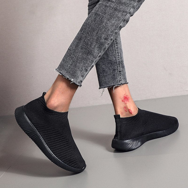 Dame åndbare Slip-On Sneakers med elastisk overdel og stødabsorberende sål Stilla