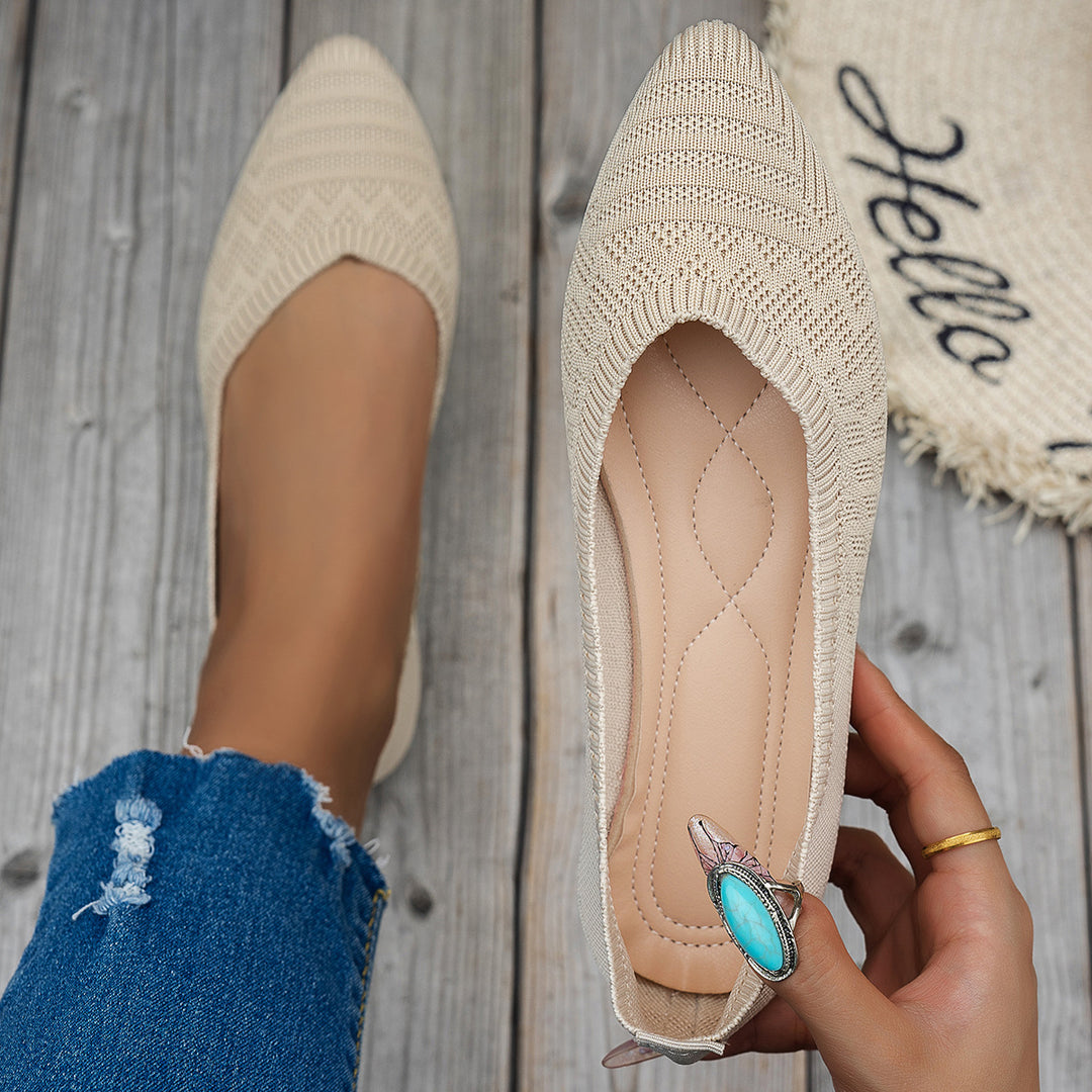 Damer elegante spidse Ballerinas med åndbart strikmateriale Stilla