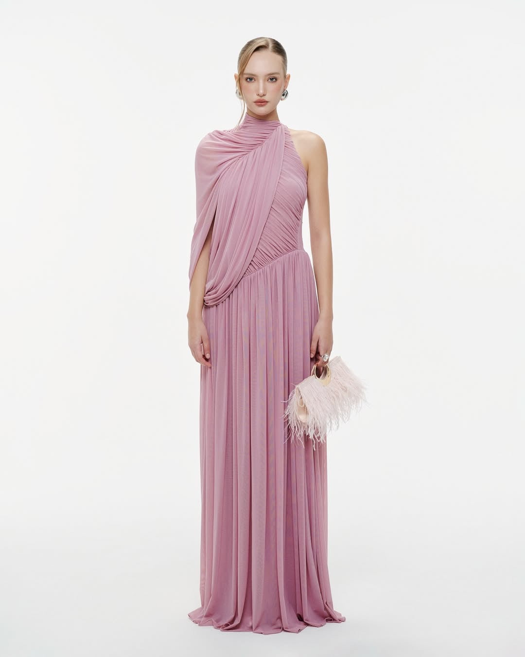 Dame Elegant wrap dress with asymmetric design and flowing drape Skovae