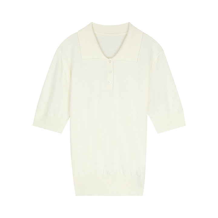 Dame Polo-pullover med moderne krave og knapdetaljer Stilla