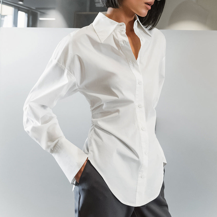 Dame Klassisk bomuldsbluse med oversized snit og moderne detaljer Stilla