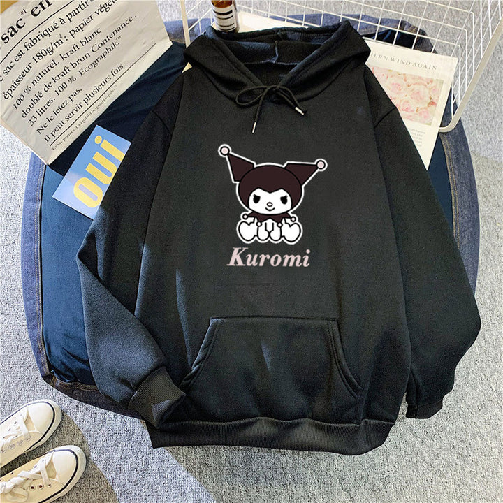Kvinders hoodie med sødt ko-motiv og høj kvalitet fleece-foring Skovae