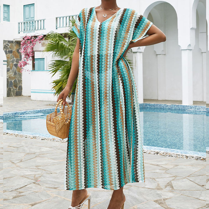 Dame Strandtunika med trendy Chevron-mønster og afslappet snit Stilla
