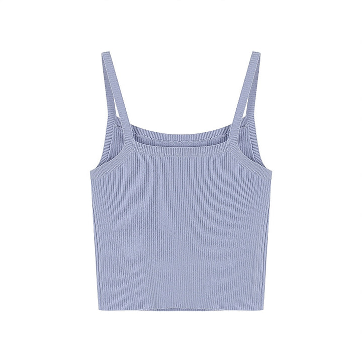 Dame Cropped Top i ribbet materiale Stilla