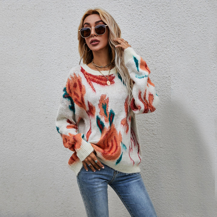 Kvindernes stilfulde sweater med blomster strikkemønster Stilla