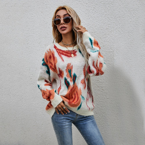 Kvindernes stilfulde sweater med blomster strikkemønster Stilla