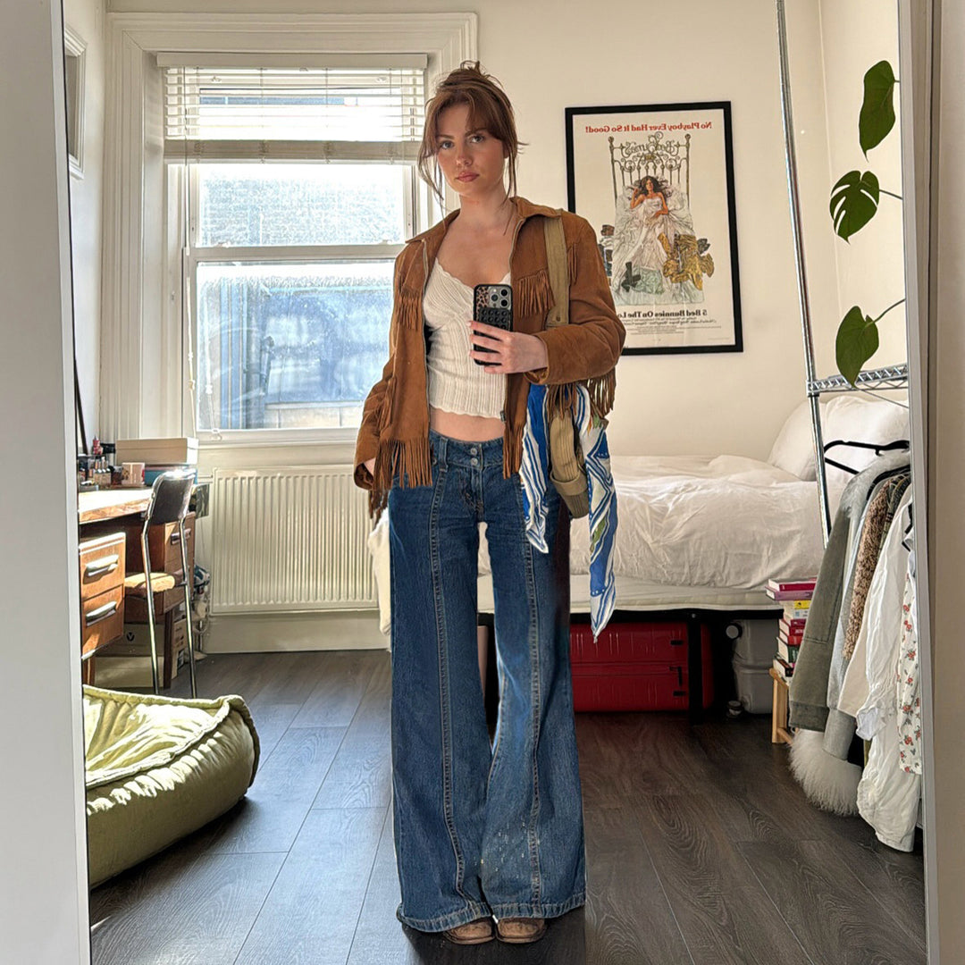 Dame brede jeans med høj talje og moderne snit Skovae