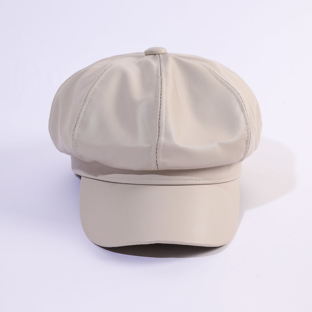 Dame Læder Baker Boy Cap med Klassisk Design Skovae