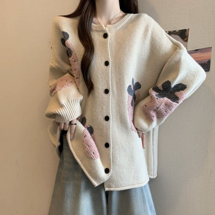Kvinders cardigan med blomsterprint Stilla