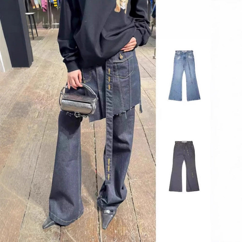 Dame Højskårne Flared Jeans med justerbar Talje Stilla