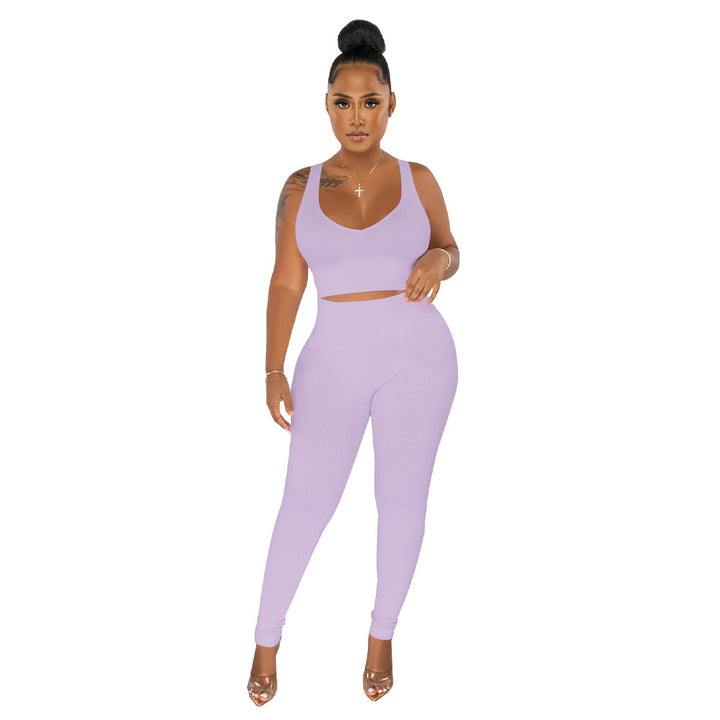 Dame Sporty Sæt bestående af Crop Top og High-Waist-Leggings Stilla