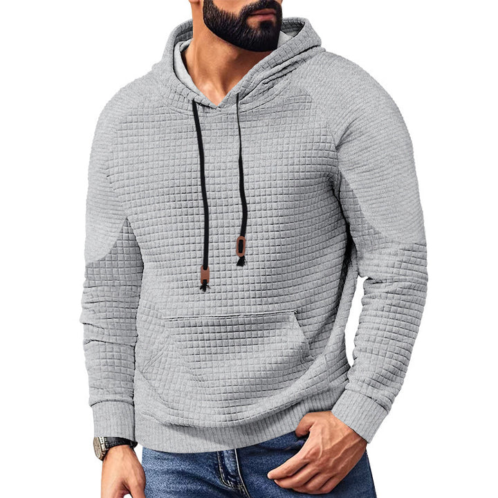 Herrer nano quiltet hoodie med kvadratisk struktur og kængurulomme Skovae