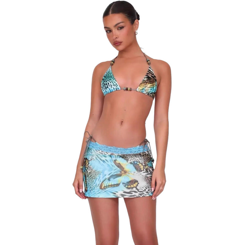 Dame bikinisæt med unikt sommerfuglemotiv og sart design Stilla