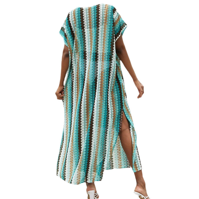 Dame Strandtunika med trendy Chevron-mønster og afslappet snit Stilla
