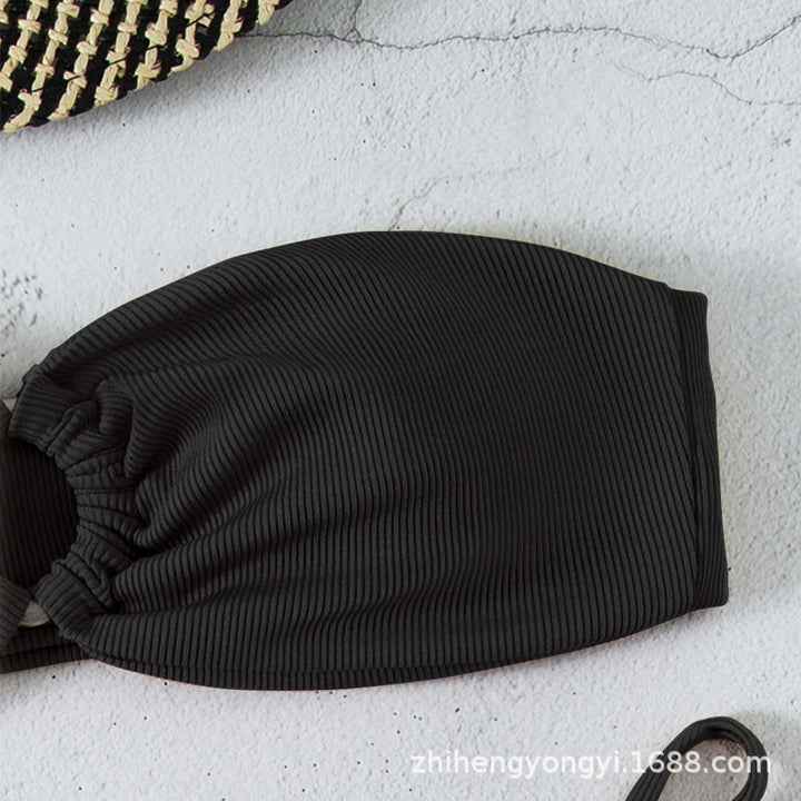 Dame bandeau-bikini med ringdetaljer Skovae