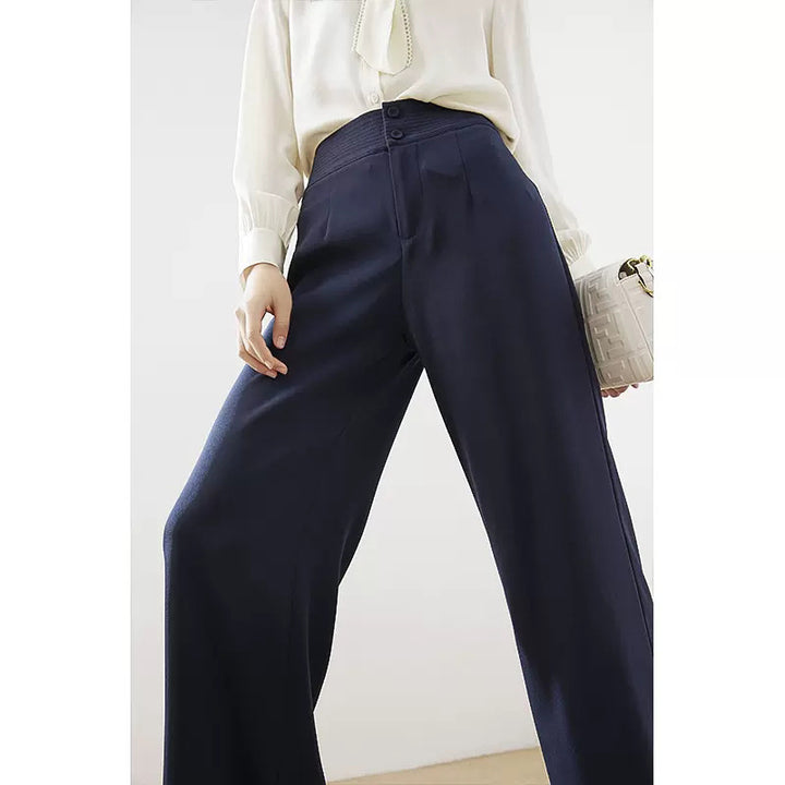 Dame bred High-Waist-bukser i flydende materiale med smart snit Stilla