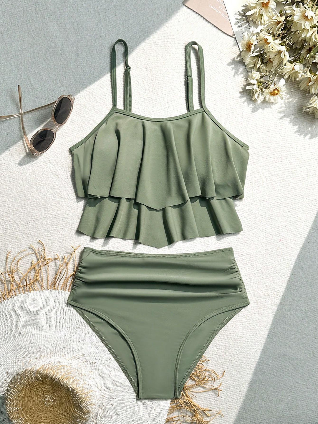 Dame bikini sæt med voluminøst flæse design Skovae
