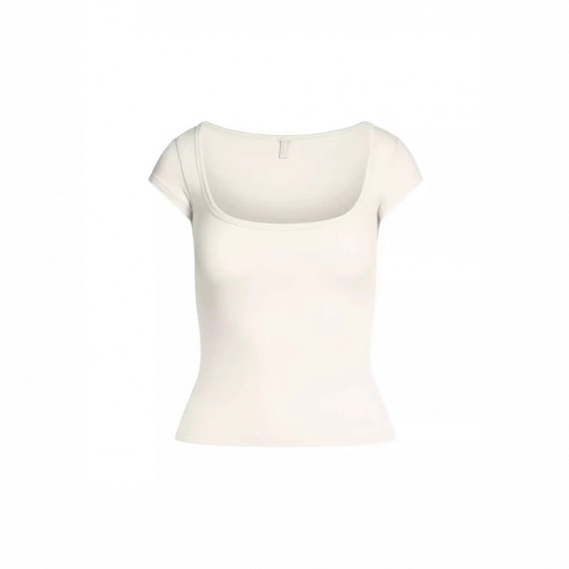 Dame Fitted Kvadrat-Hals T-Shirt Stilla