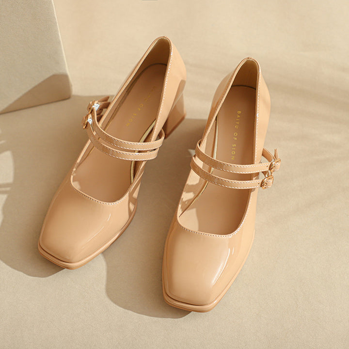 Femme Elegante Chunky Heel Mary Jane Pumps Stilla