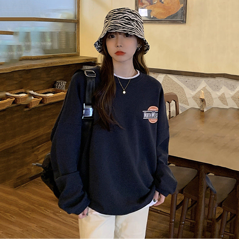 Dame casual oversized sweater med stilfuld logo og behageligt blødt indvendigt foder Skovae