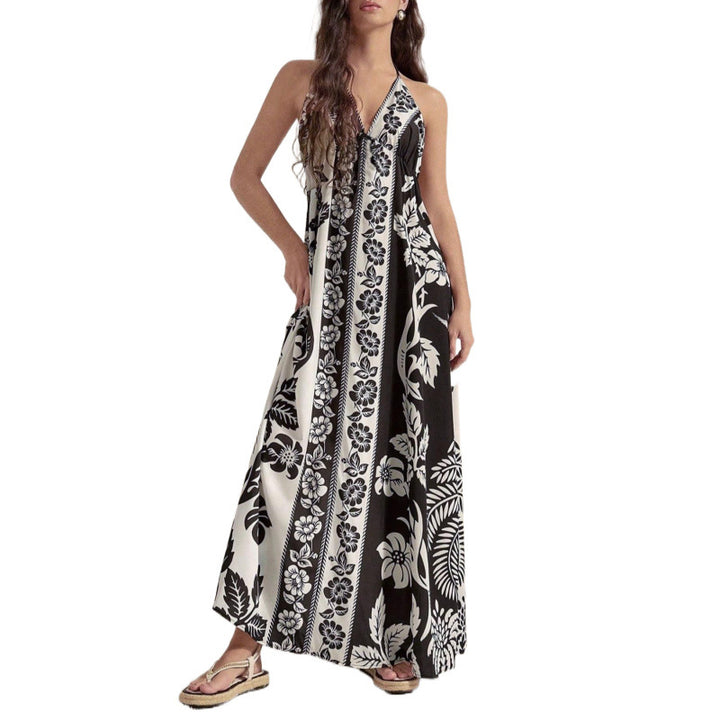 Femme Halsbånd Floral Maxi Kjole Stilla