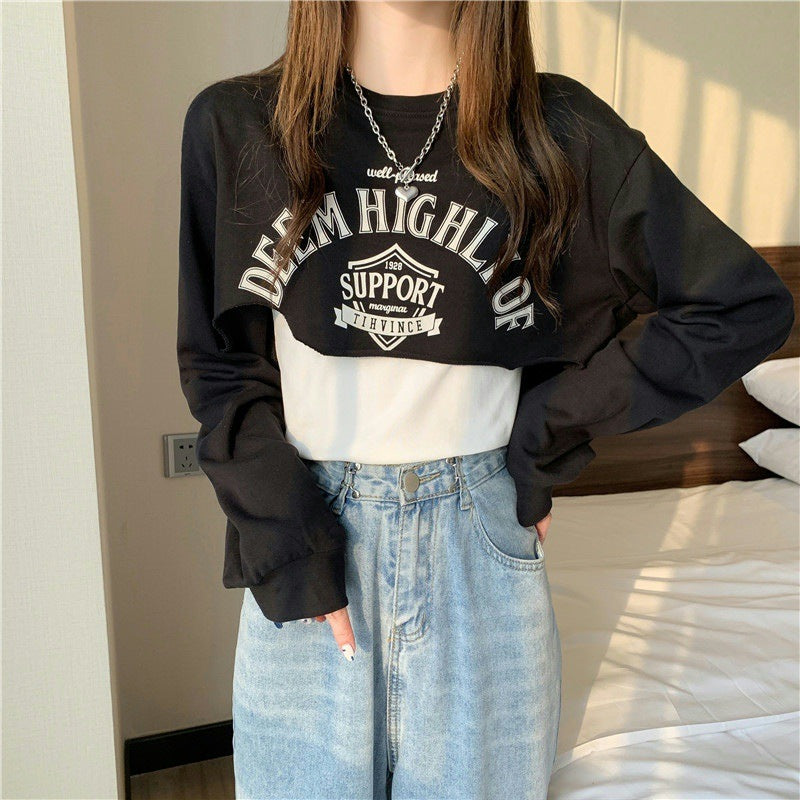 Femme Cropped Langærmet Grafik Sweatshirt Stilla