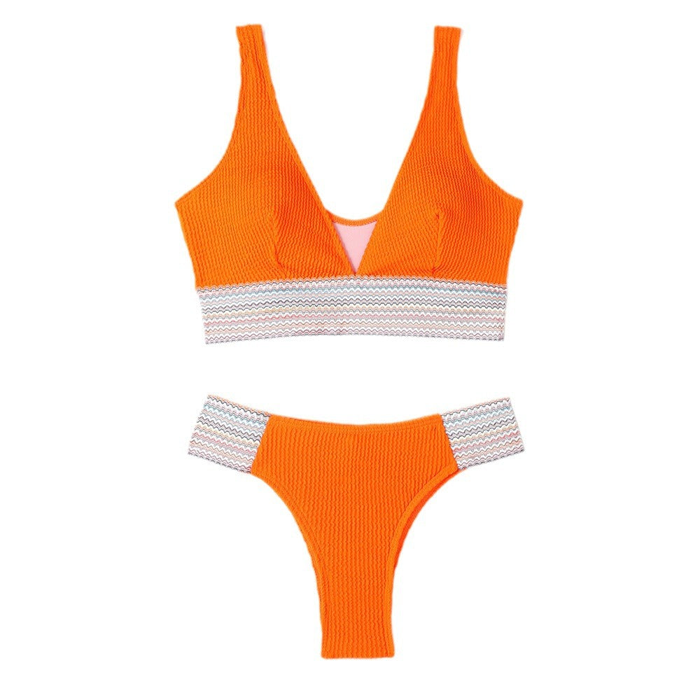 Dame bikini-sæt med dekorativ bølgestruktur og brede stropper Stilla