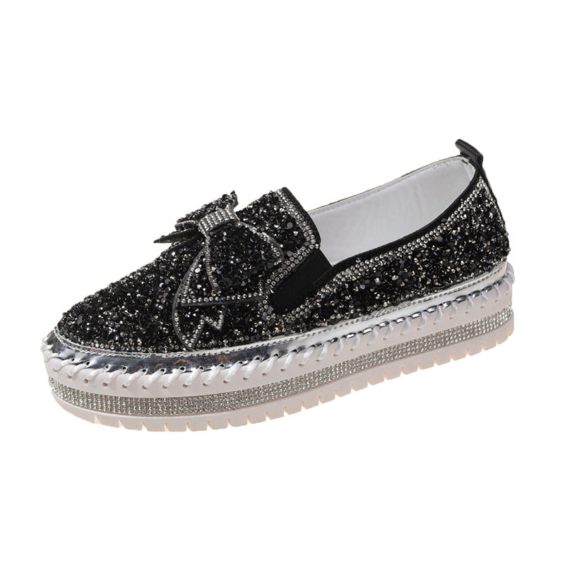 Dame mode Slippers med glitrende strass og elegant sløjfedesign Stilla