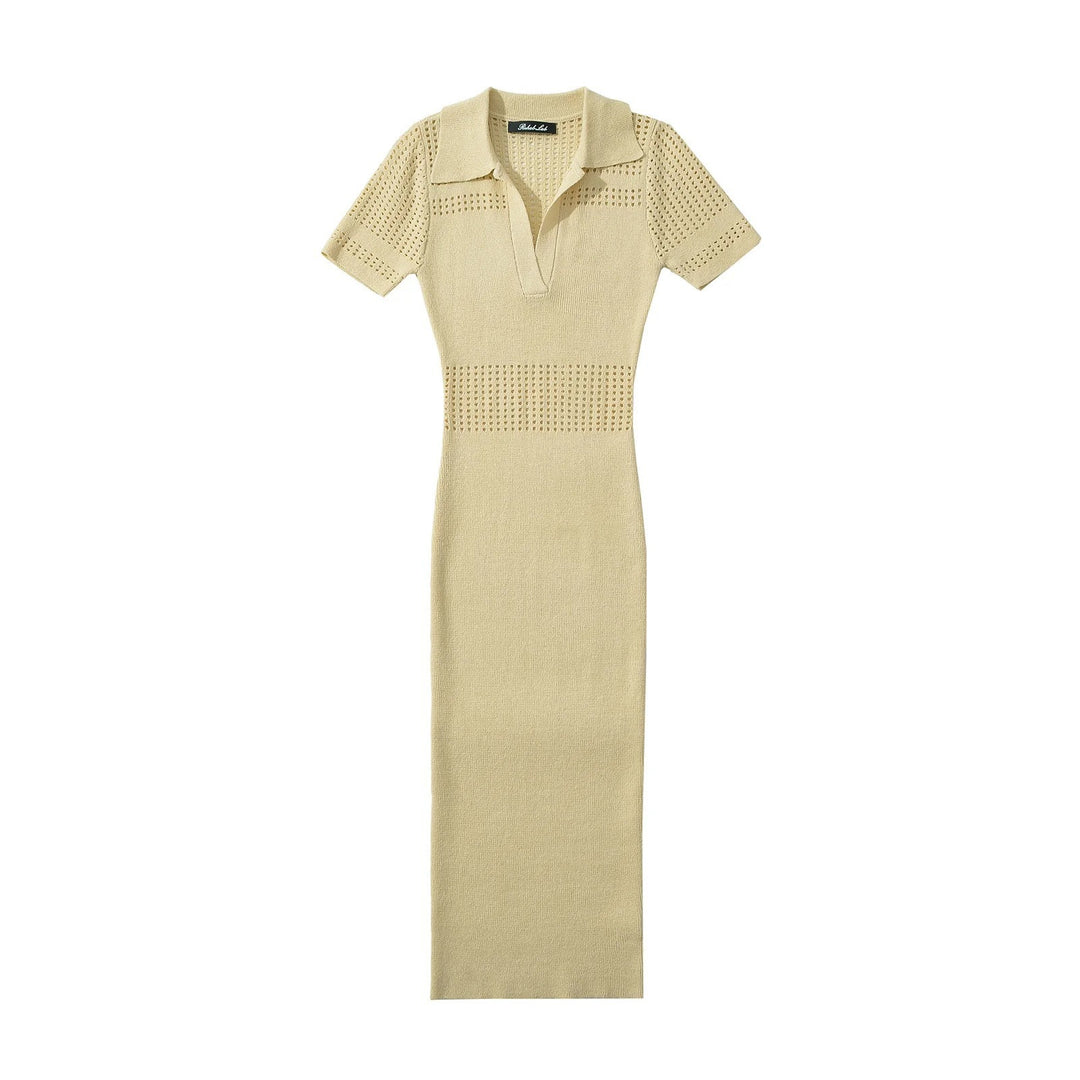 Femme Polo-Style Strik-Maxikjole med åndbart design Stilla