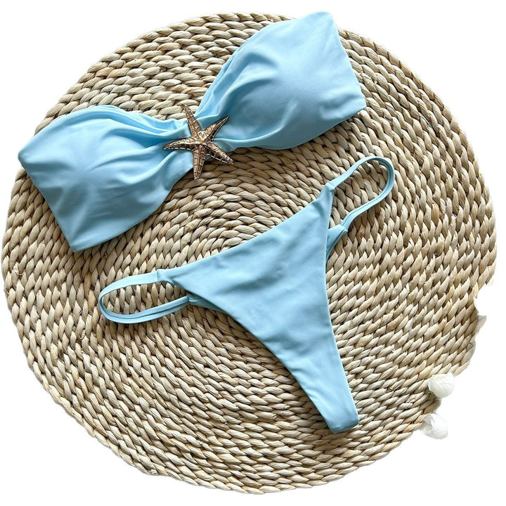 Dame Bikiniset med elegant sløjfedesign og pyntet brystområde Stilla