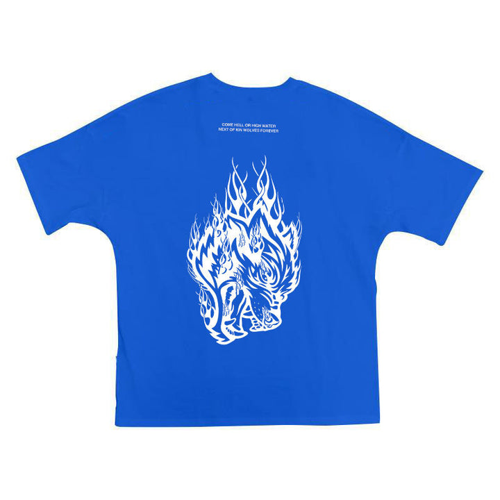 Herrer Grafik T-shirt med iøjnefaldende ulvedesign og løs pasform Stilla