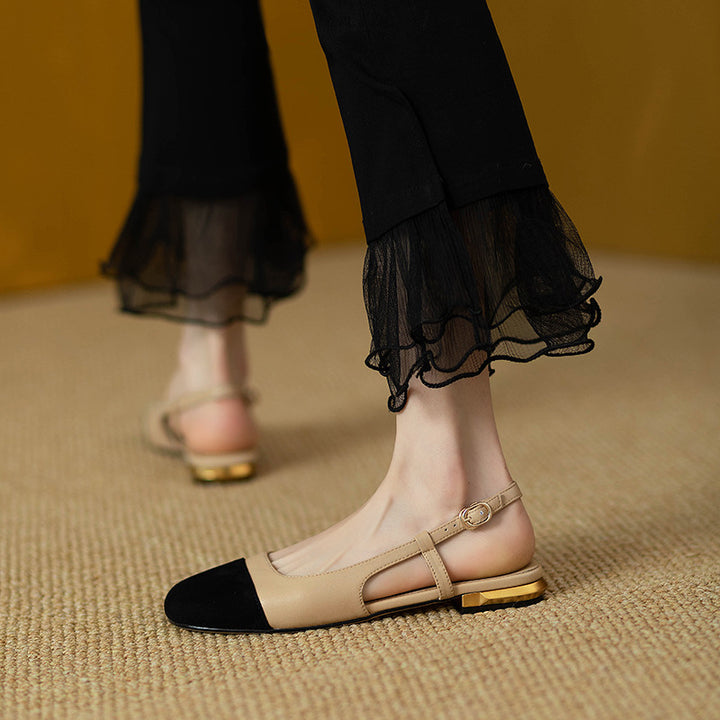 Dame Elegante Slingback Ballerinas med luksuriøse Gulddetaljer Stilla