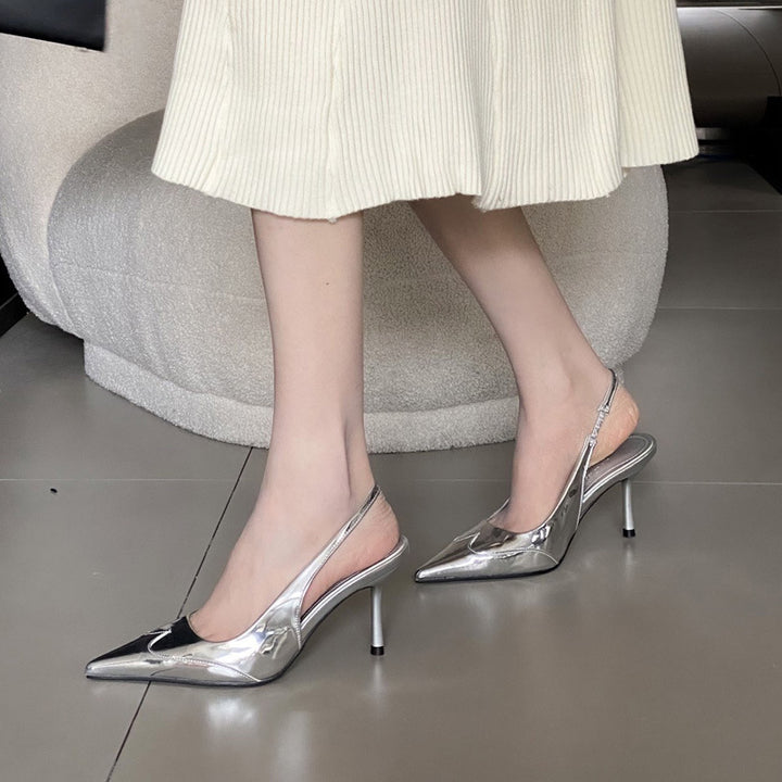 Dame Slingback Pumper med elegant metallic spids og buet design Stilla