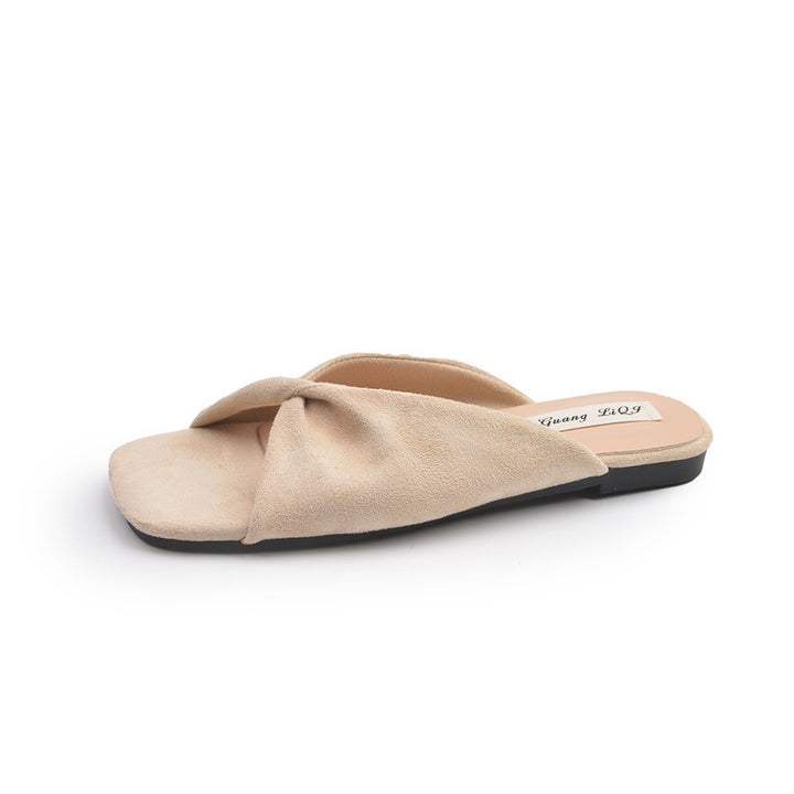 Dame Floral Print Slide Sandaler med krydset remdesign Stilla