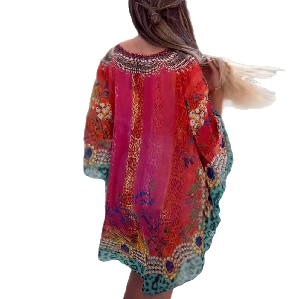 Dame Kaftan-kjole med kunstnerisk mønster Stilla