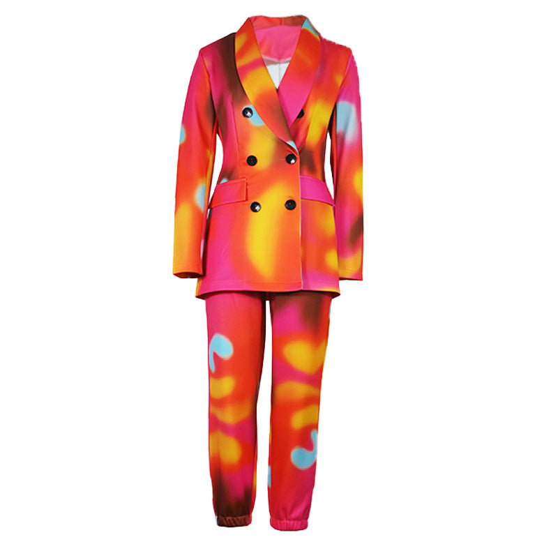 Dame Trendy Blazer-Sæt med farverig gradient og figurnær silhuet Stilla