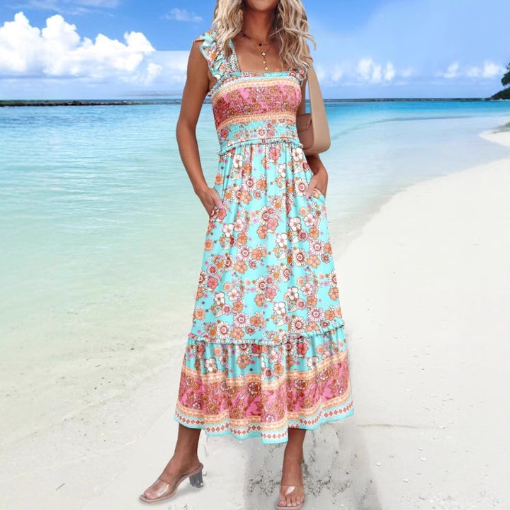 Dame Strapless Blomster Maxi Kjole Stilla