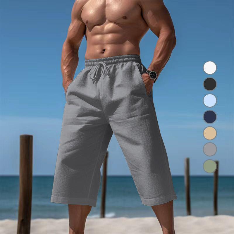 Herrer casual knælange Bermuda-shorts med elastisk talje og snoretræk Skovae