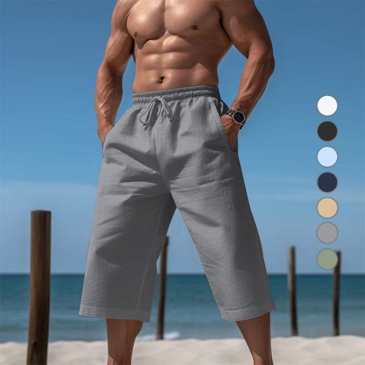 Herrer casual knælange Bermuda-shorts med elastisk talje og snoretræk Skovae