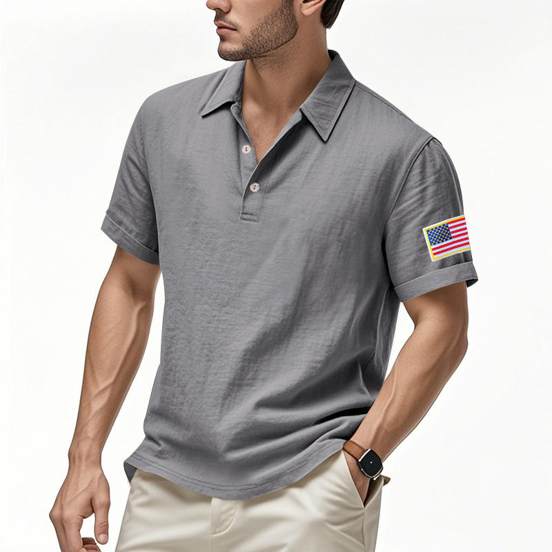 Herre polo shirt med moderigtigt amerikansk flagmotiv og højkvalitets bomuld Stilla
