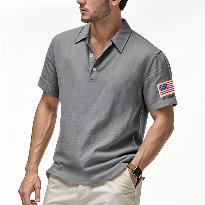 Herre polo shirt med moderigtigt amerikansk flagmotiv og højkvalitets bomuld Stilla