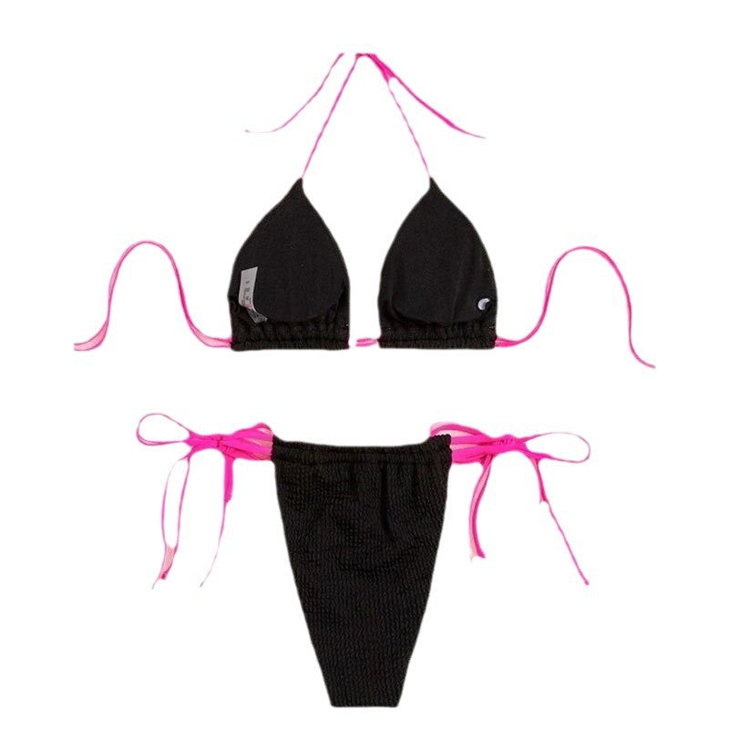 Dame Triangel-Bikini Sæt med høj udskæring og justerbare bånd Skovae