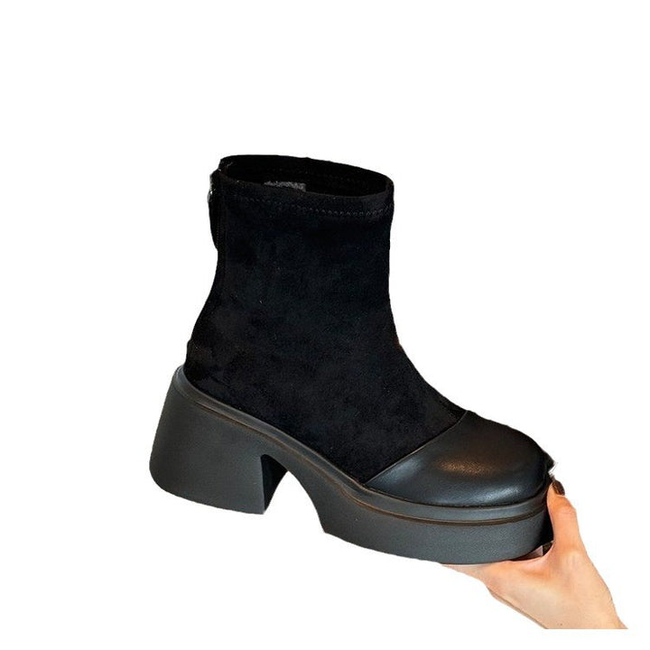Dame Chunky Heel Syntetisk Støvler med Sideskzip Stilla