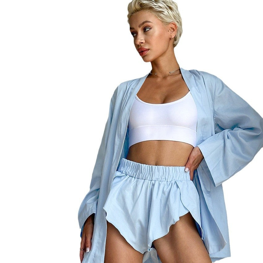 Damer luftig loungewear-sæt med asymmetrisk skæring og elastisk talje Stilla