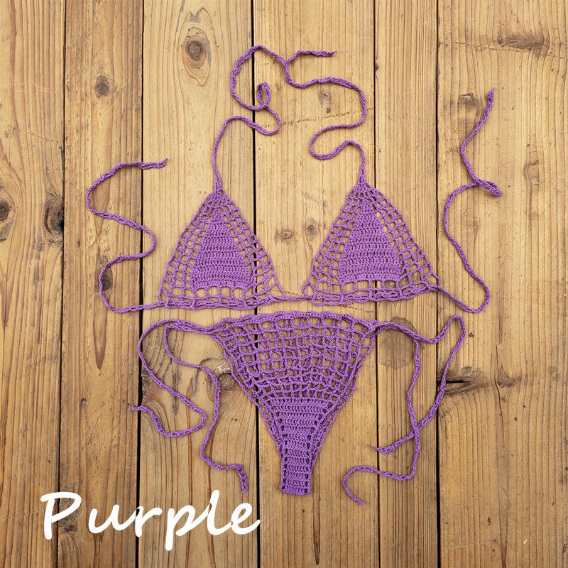 Dame Håndcrochet Bikini-sæt med unikt design og bindedetaljer Stilla