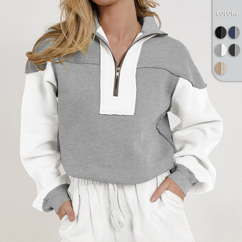 Dame Sporty Sweatshirt med høj krave og lynlås Stilla