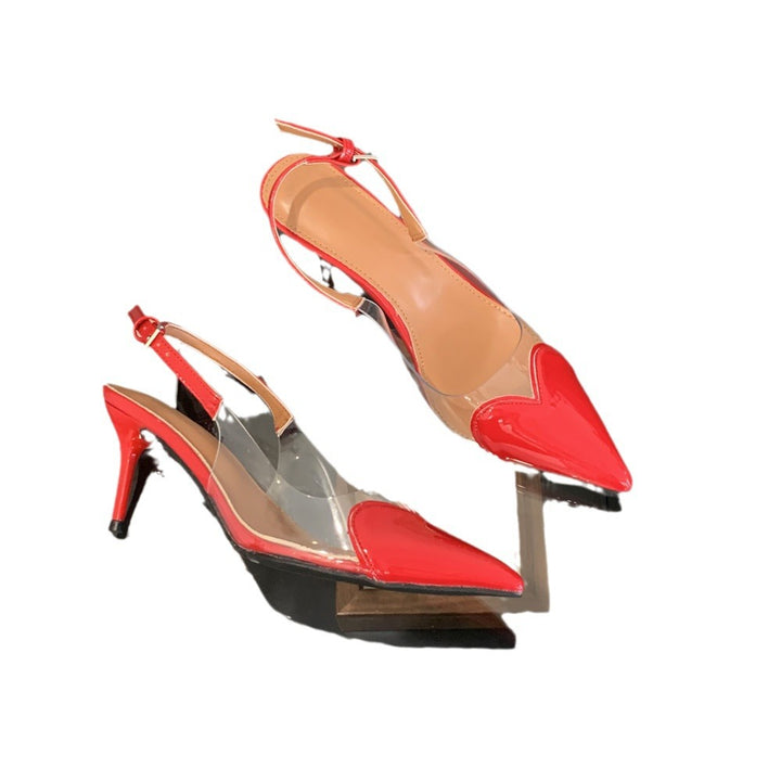 Dame Slingback Pumps med gennemsigtige indsätze og spidse tæer Stilla